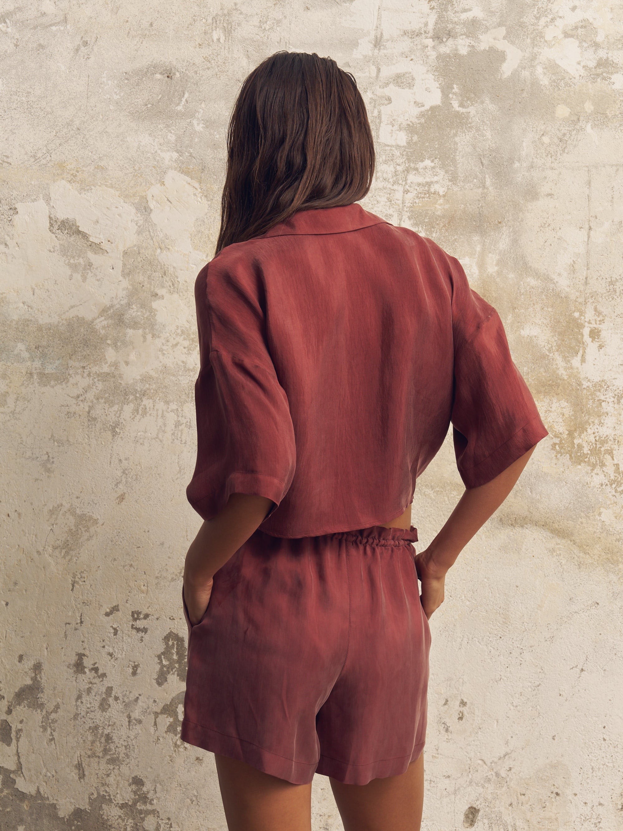 Lucid Tie Shirt - Burgundy - elizabeth + Bern