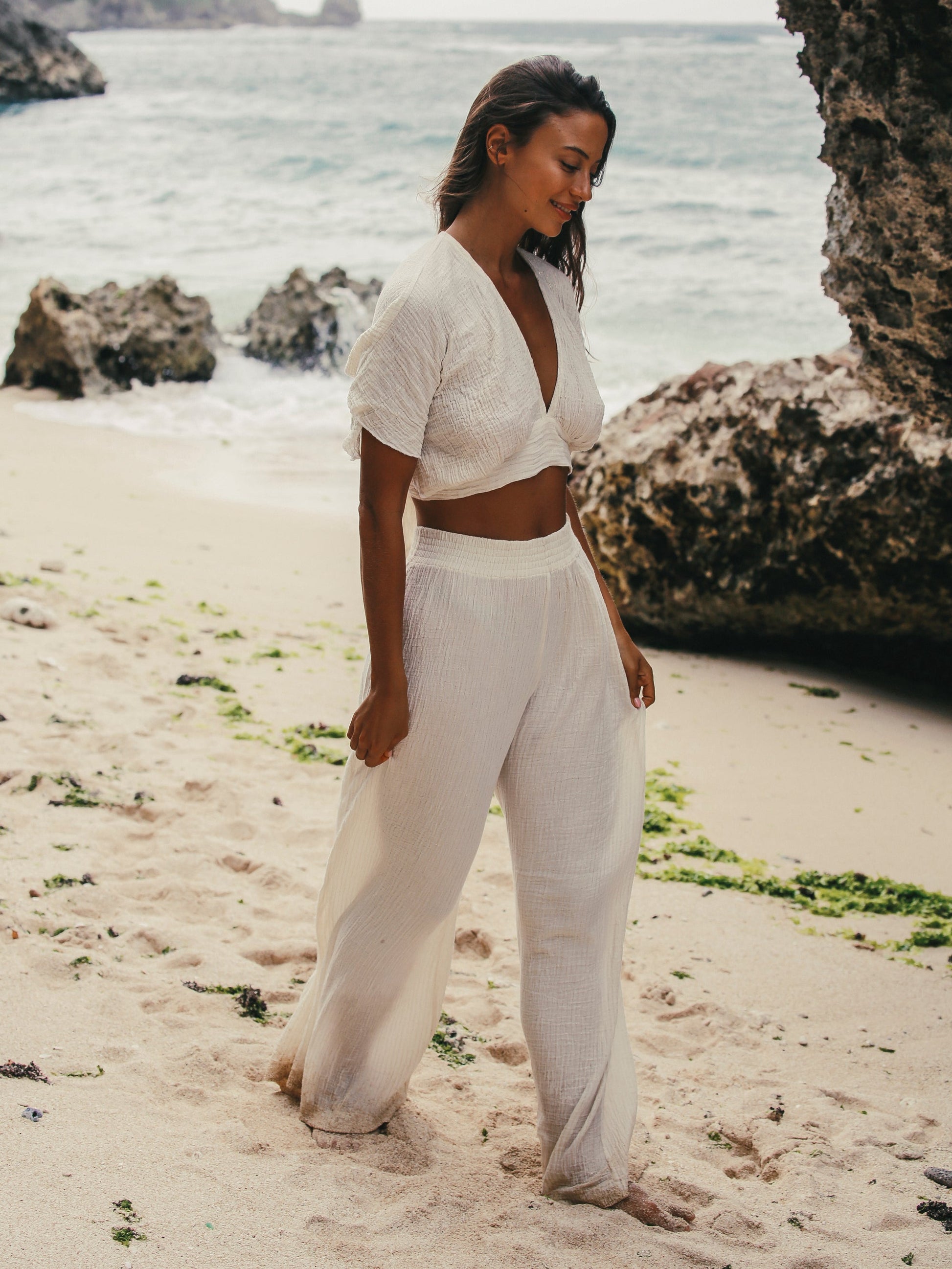 Skye Palazzo Pants - Gold Stripes - elizabeth + Bern