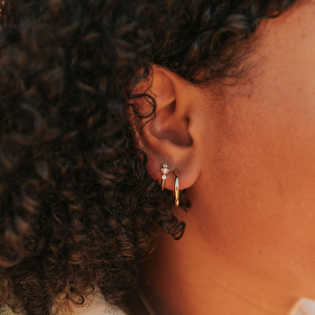 Alexandria Diamond and Pearl Hoops - elizabeth + Bern