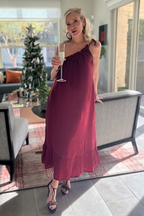One-shoulder Maxi dress in Burgundy
