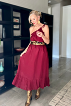 One-shoulder Maxi dress in Burgundy