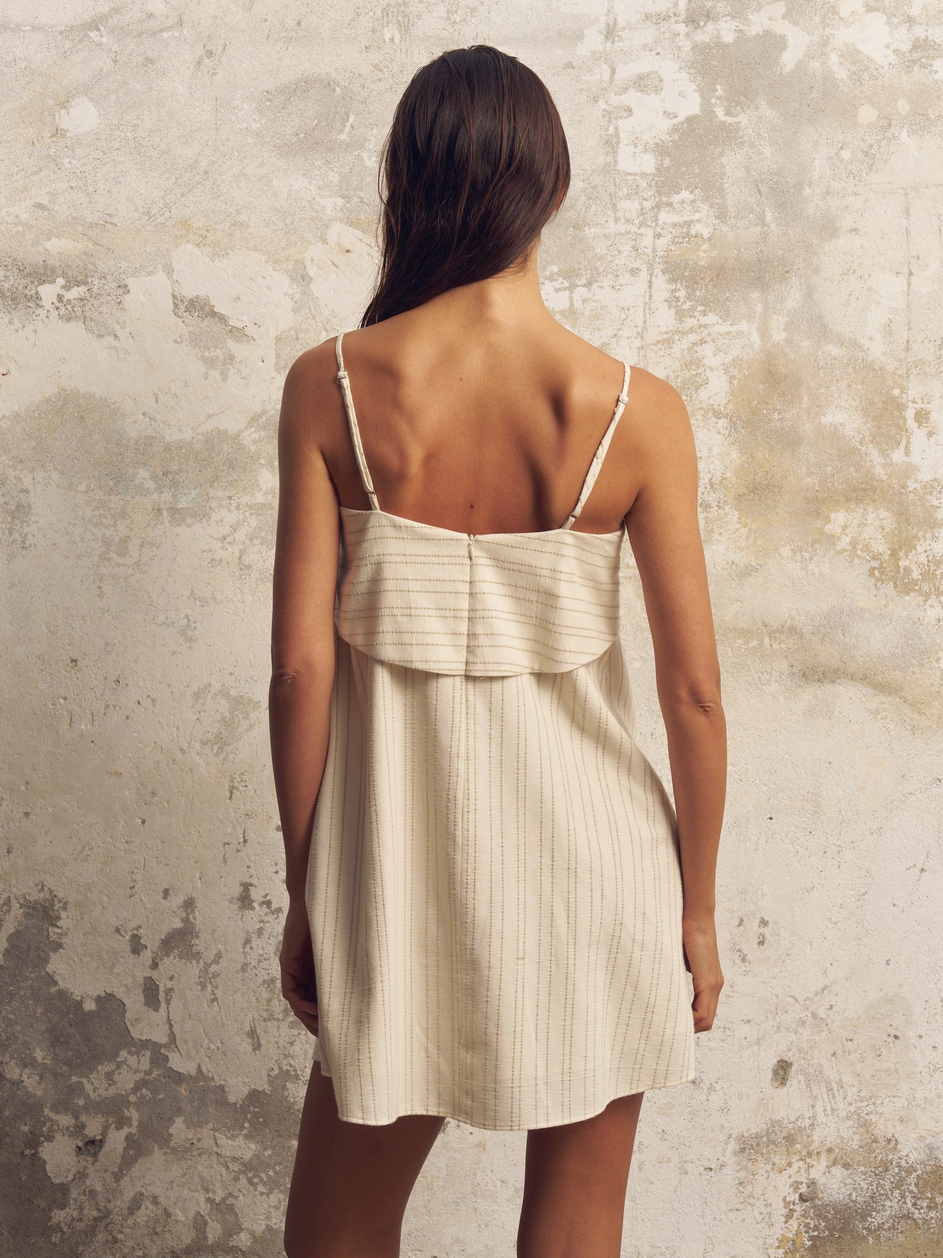 Puglia Stripes Mini Dress - Oatmeal - elizabeth + Bern
