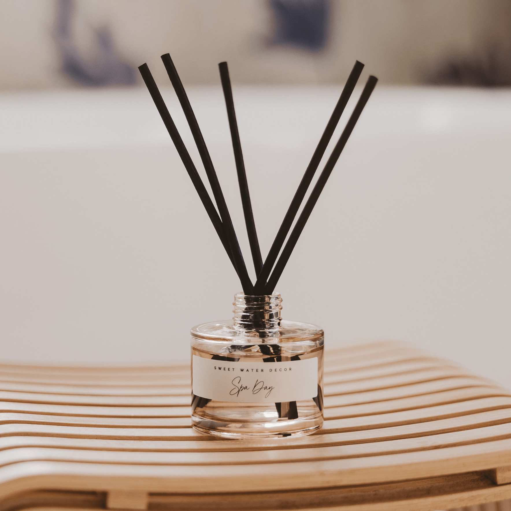 Spa Day Tinted Glass Jar Reed Diffuser Sweet Water Decor elizabeth + Bern