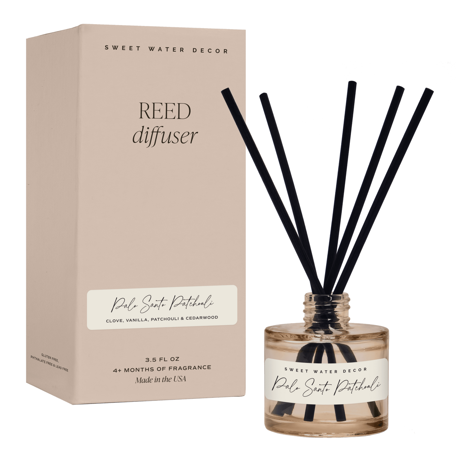 Palo Santo Patchouli Tinted Glass Jar Reed Diffuser - elizabeth + Bern