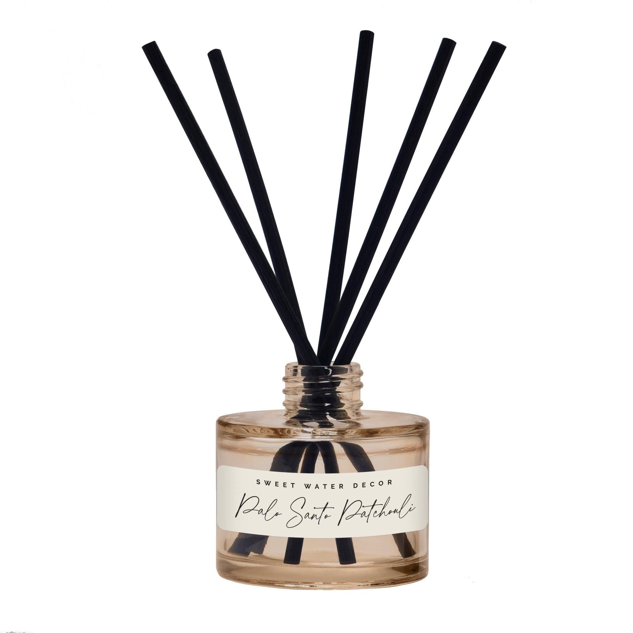 Palo Santo Patchouli Tinted Glass Jar Reed Diffuser Sweet Water Decor elizabeth + Bern