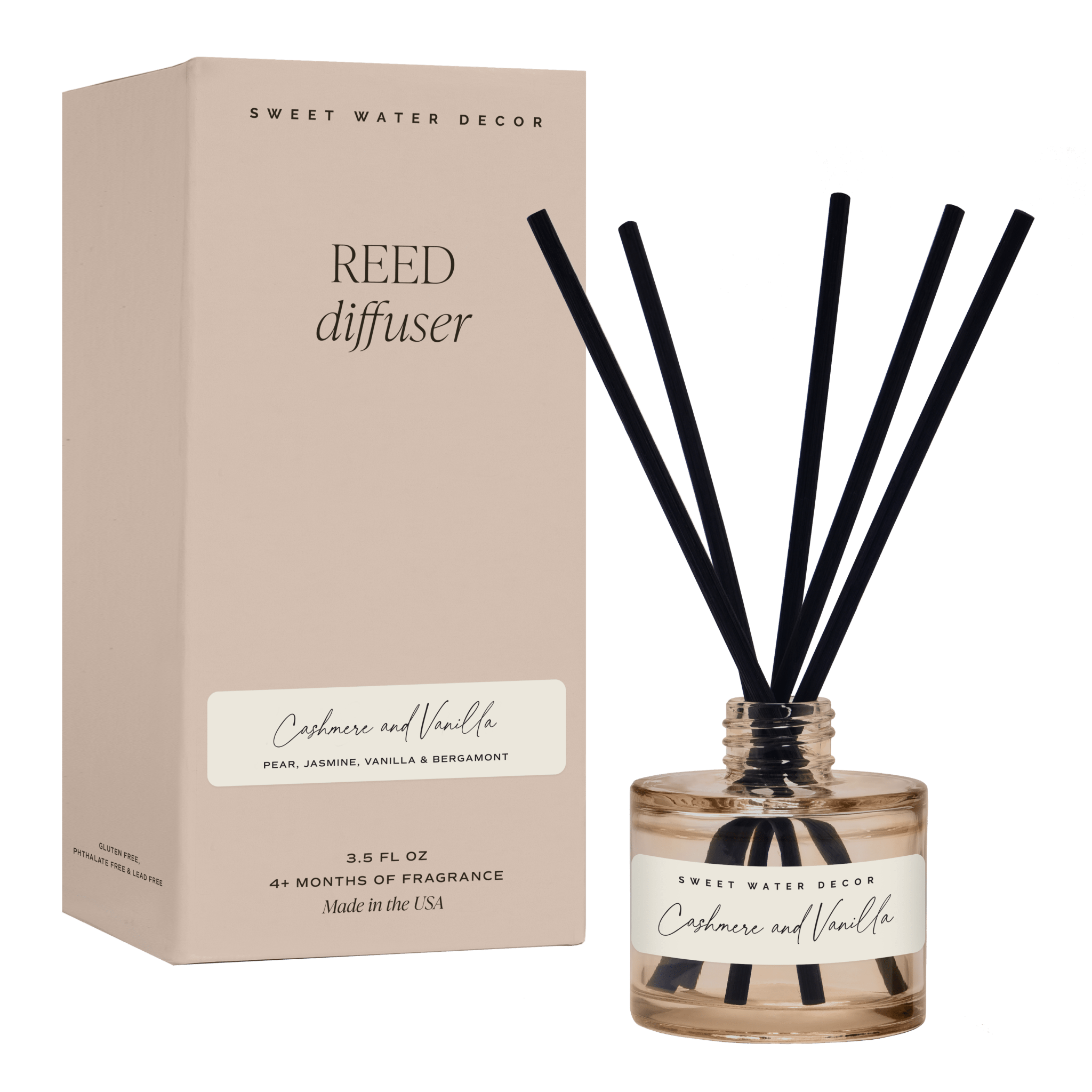 Cashmere and Vanilla Tinted Glass Jar Reed Diffuser - elizabeth + Bern