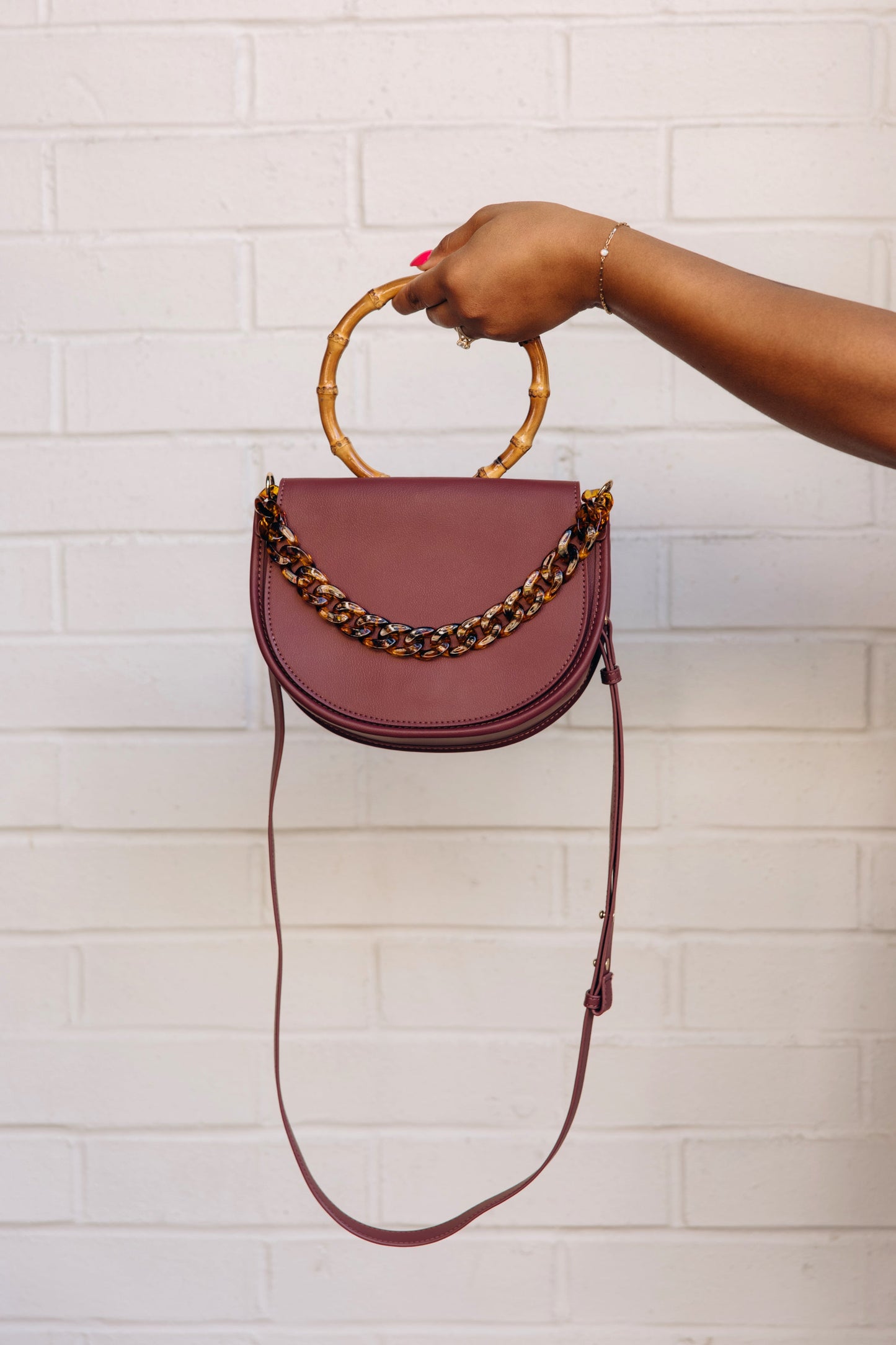 Burgundy Semi-Circle Crossbody Bag - elizabeth + Bern