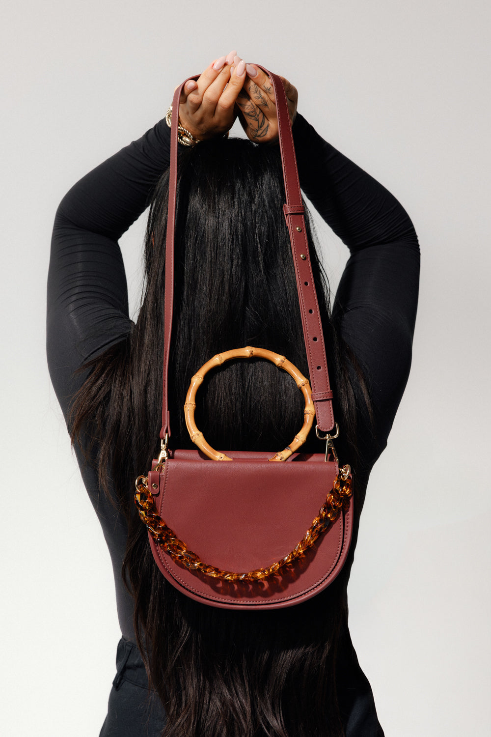 Burgundy Semi-Circle Crossbody Bag - elizabeth + Bern