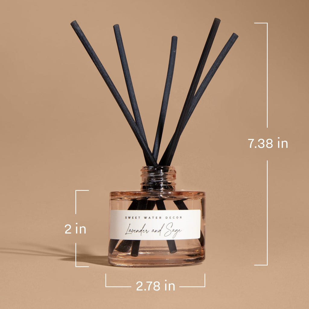 Palo Santo Patchouli Tinted Glass Jar Reed Diffuser Sweet Water Decor elizabeth + Bern