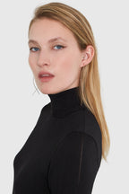MIRA TURTLENECK VISCOSE BODYSUIT IN BLACK