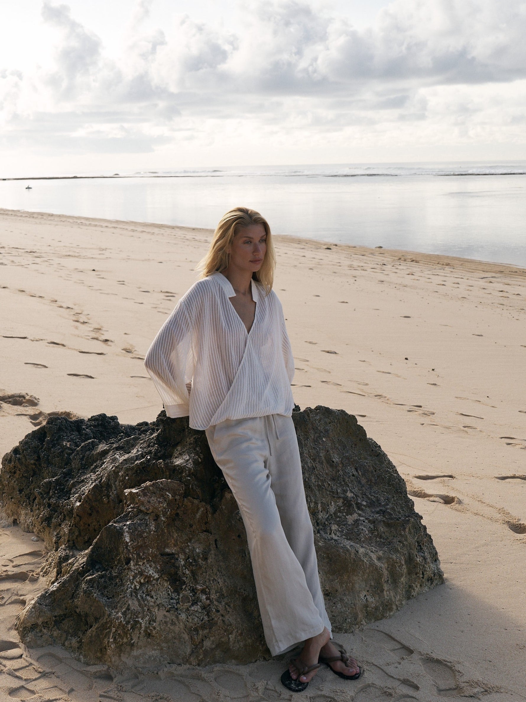 Lucid Flow Tie Pants - Sand - elizabeth + Bern