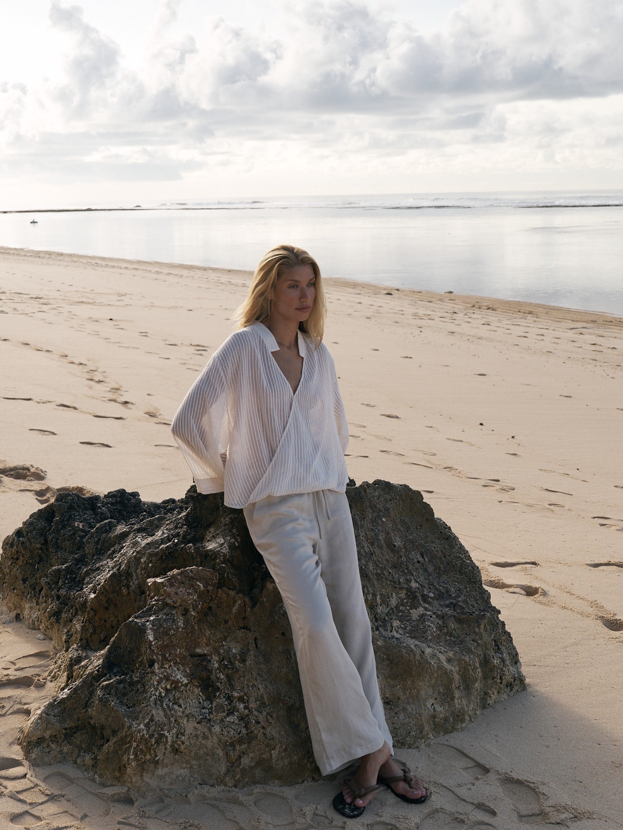 Lucid Flow Tie Pants - Sand - elizabeth + Bern