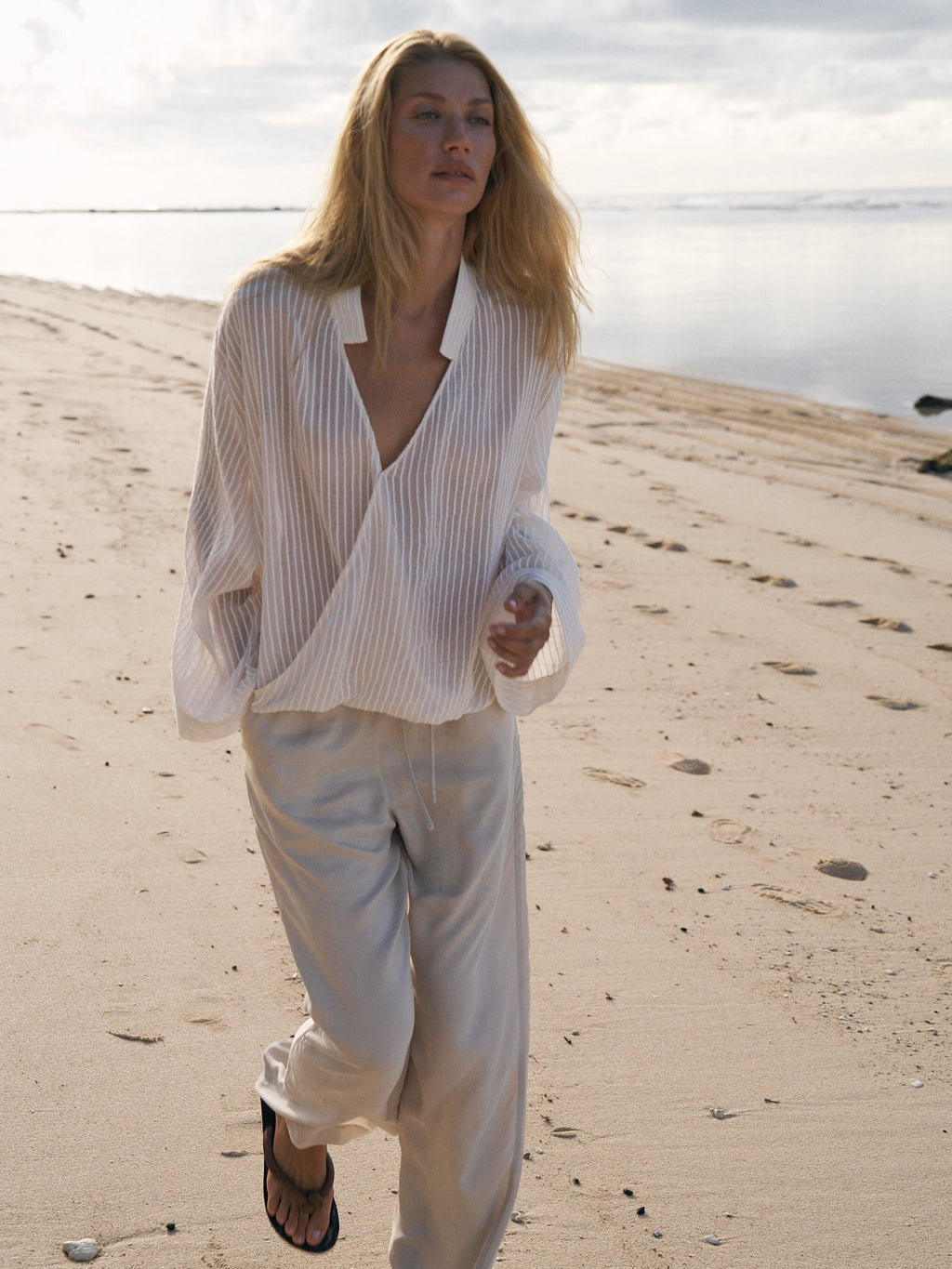 Lucid Flow Tie Pants - Sand - elizabeth + Bern