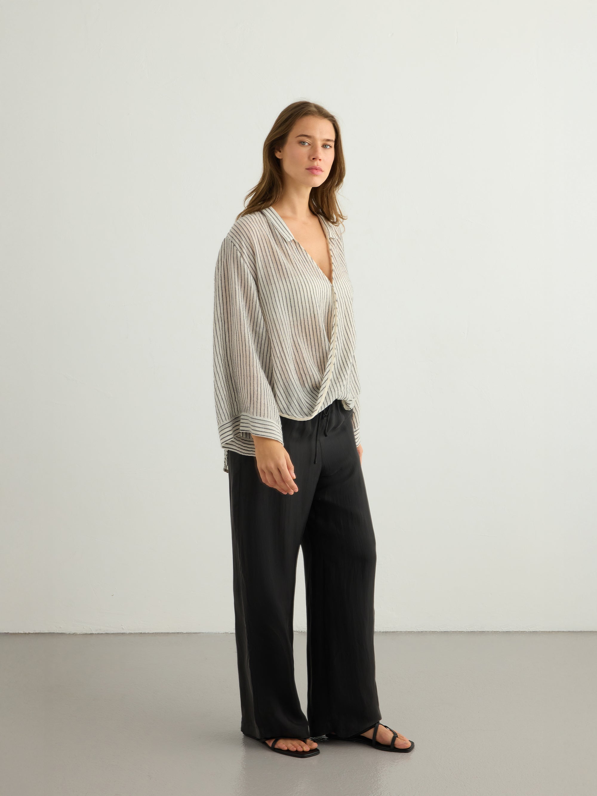 Sade Top - Black Stripes The Handloom elizabeth + Bern