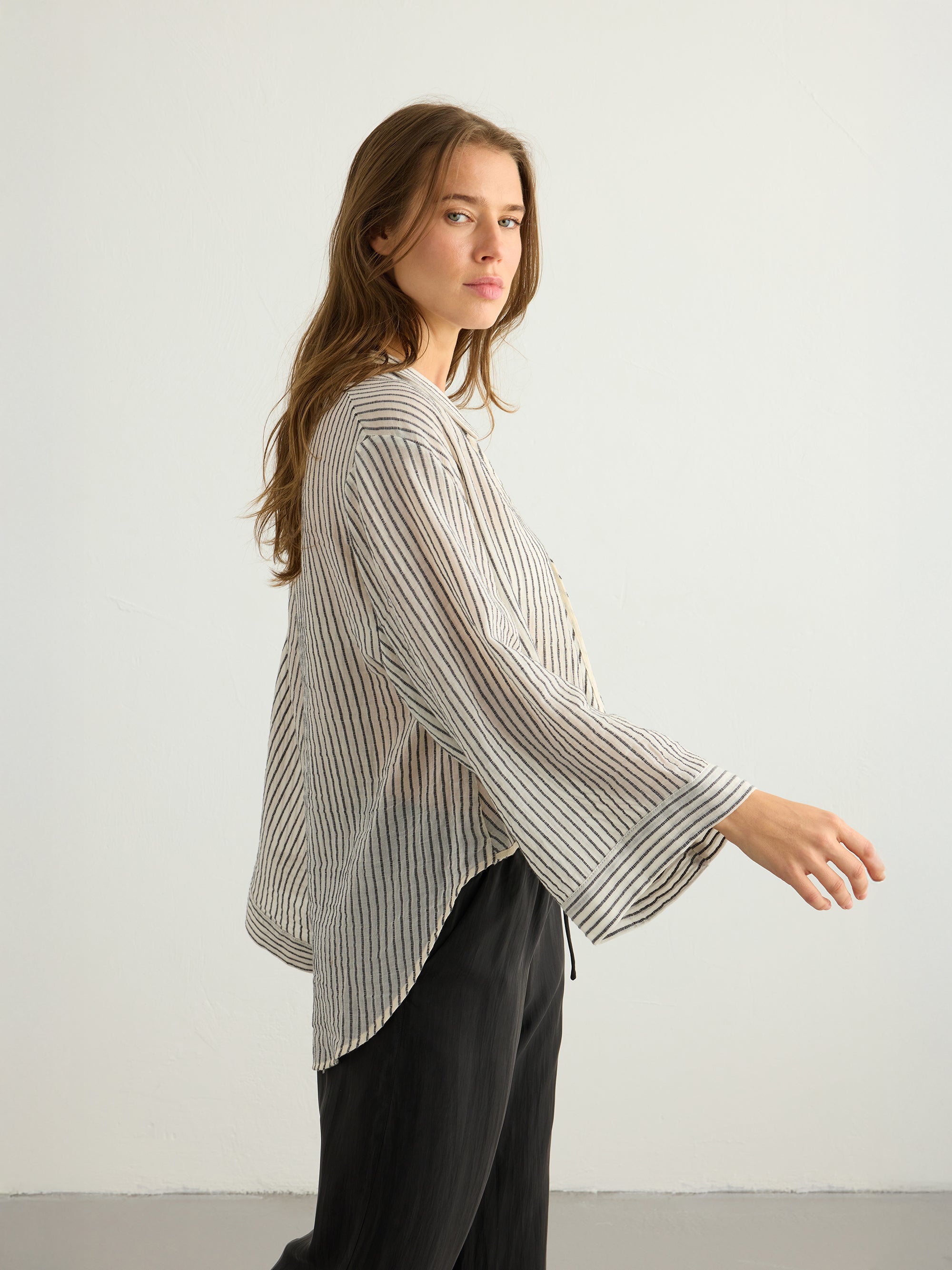Sade Top - Black Stripes The Handloom elizabeth + Bern