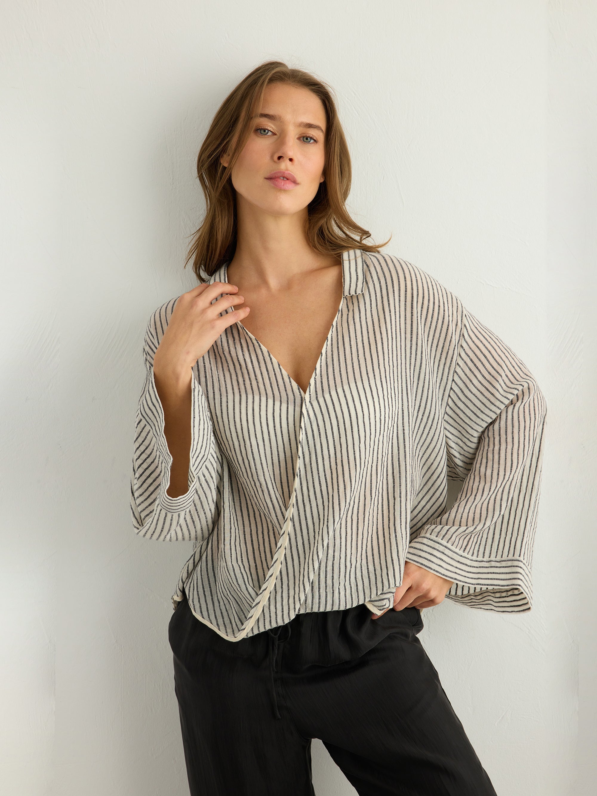 Sade Top - Black Stripes The Handloom elizabeth + Bern