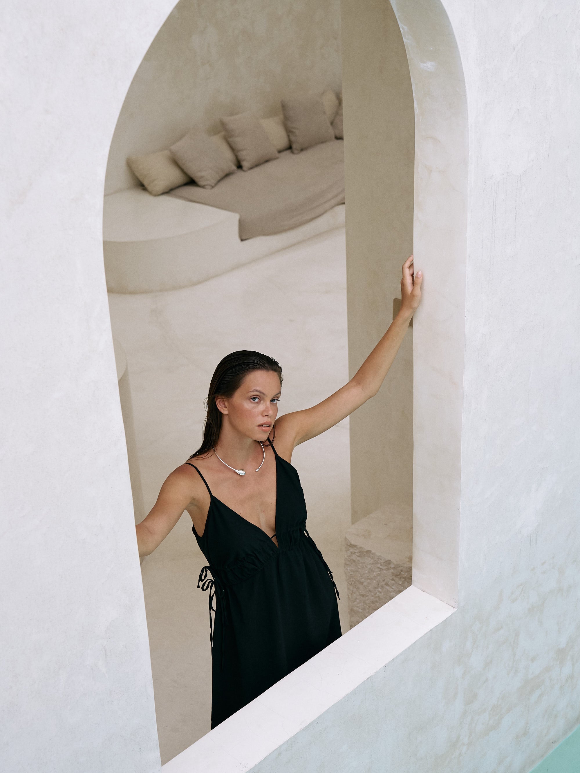 Sofia Ties Maxi Dress - Black