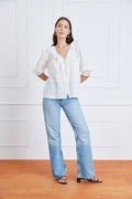 Chloe Shirt in Off White Plaid.