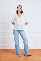 Chloe Shirt in Off White Plaid.