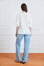 Chloe Shirt in Off White Plaid.