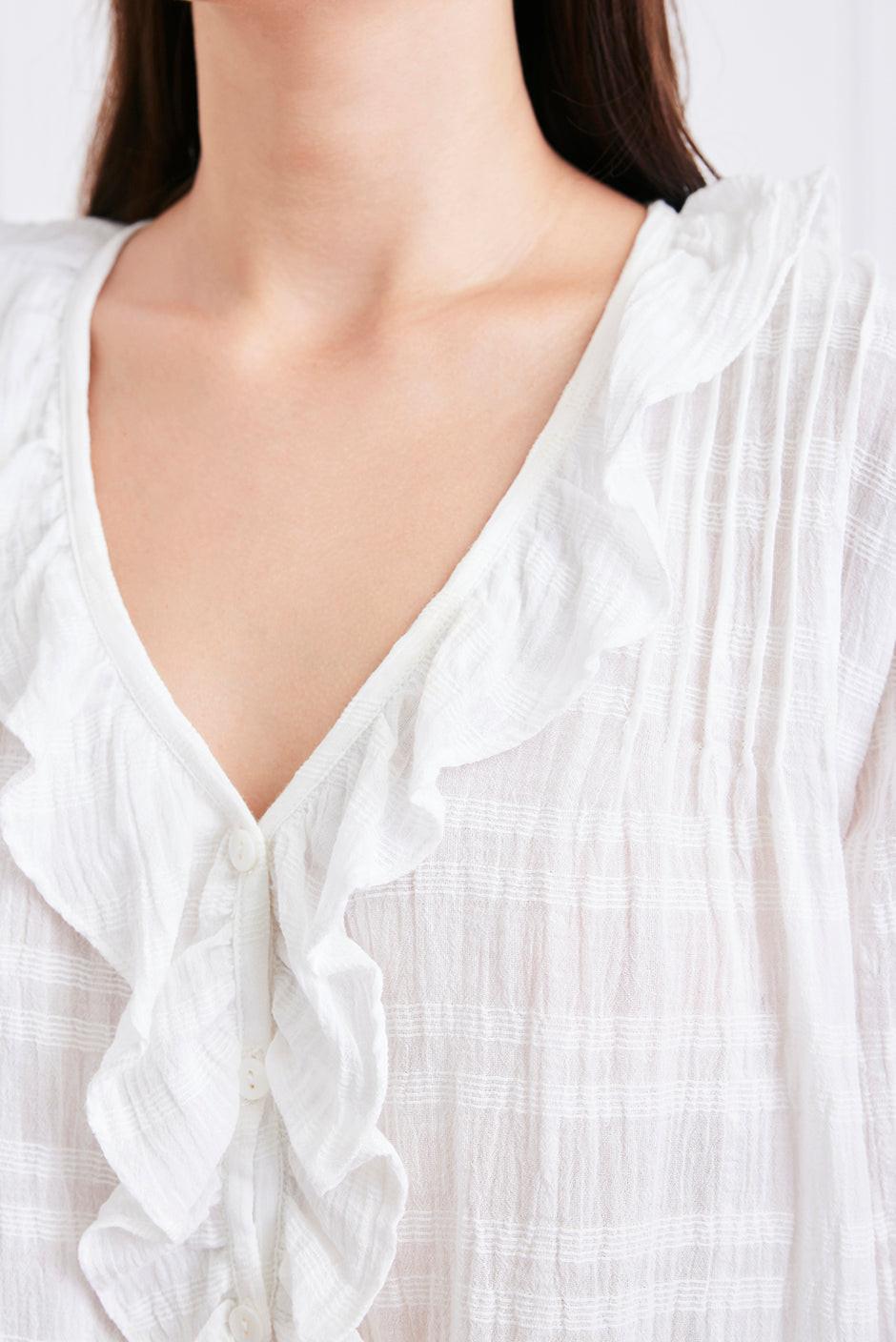Chloe Shirt in Off White Plaid.