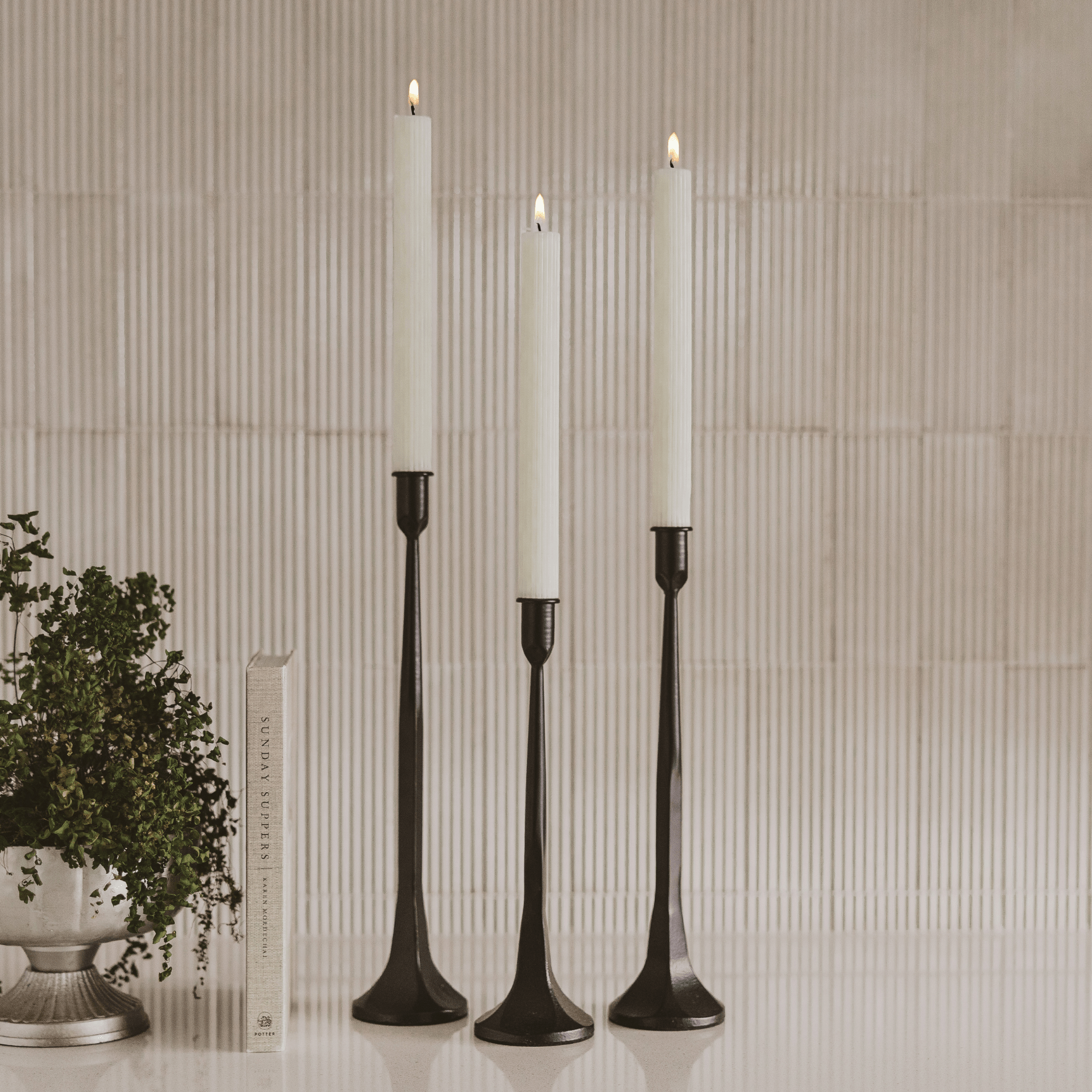 Fluted Taper Candles - Set of 3