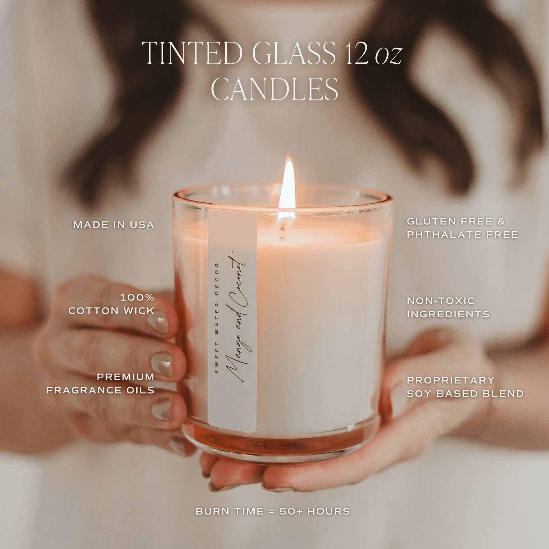 Cashmere and Vanilla Soy Candle - Tinted Glass Jar - 12 oz - elizabeth + Bern