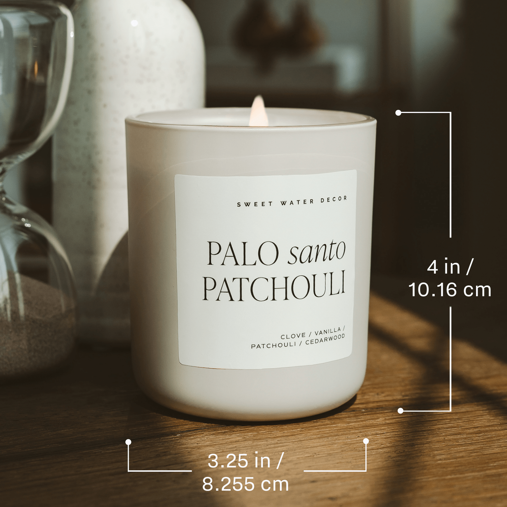 Palo Santo Patchouli Soy Candle - Tan Matte Jar - 15 oz Sweet Water Decor elizabeth + Bern