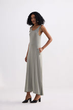 Tie-Detail Maxi Dress in Light Olive
