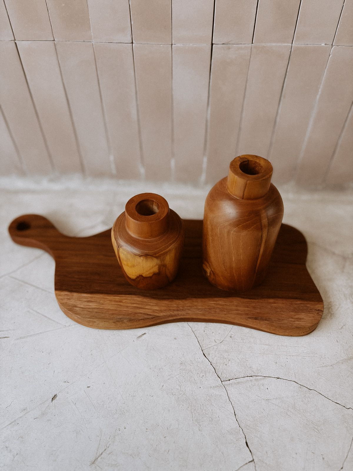 Teak Flower Vases