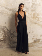 Wrap Your Way Jumpsuit - Black The Handloom elizabeth + Bern