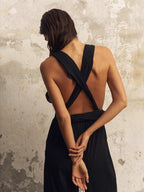 Wrap Your Way Jumpsuit - Black The Handloom elizabeth + Bern