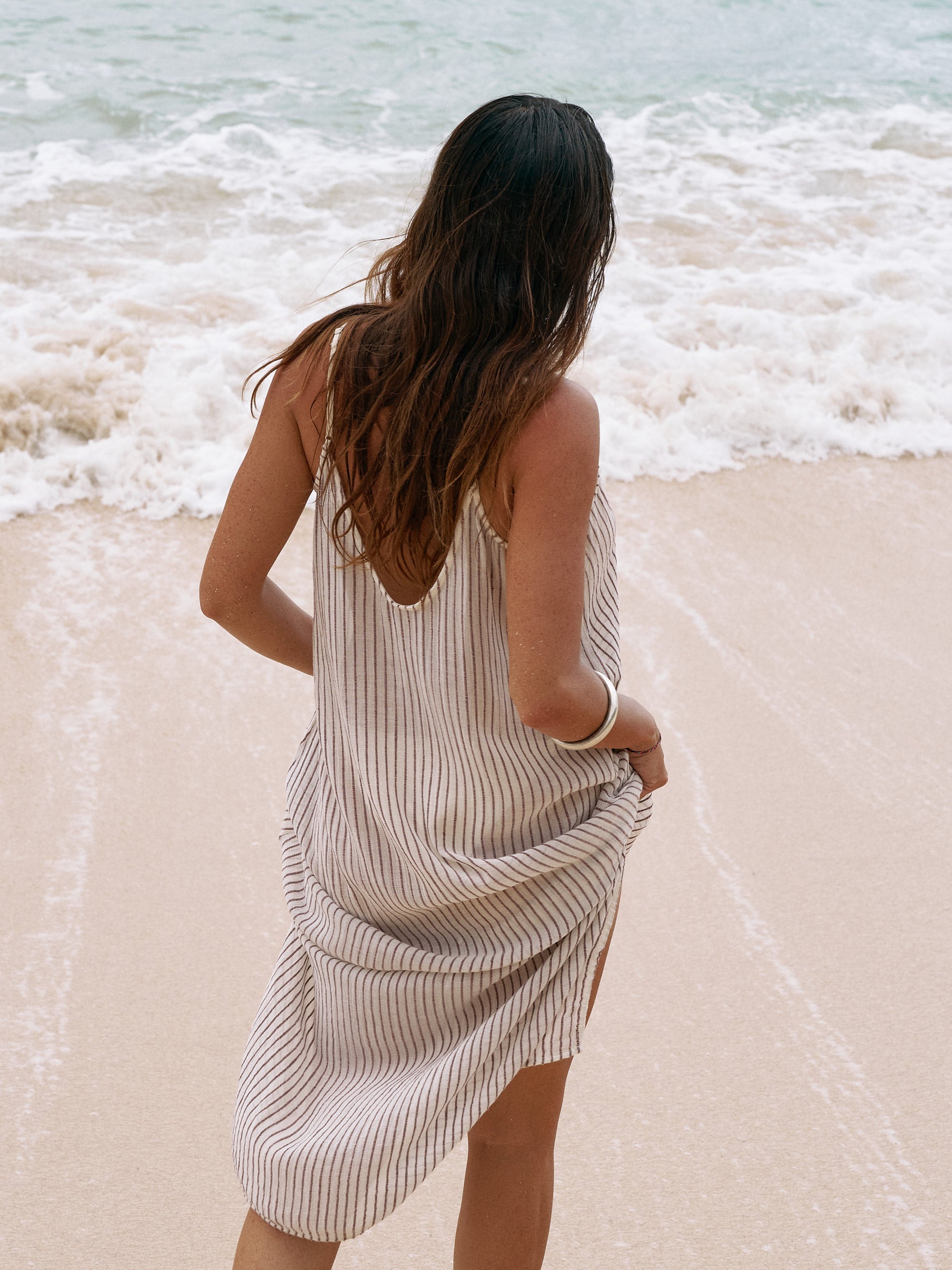 Yaz Dress - Burgundy Stripes