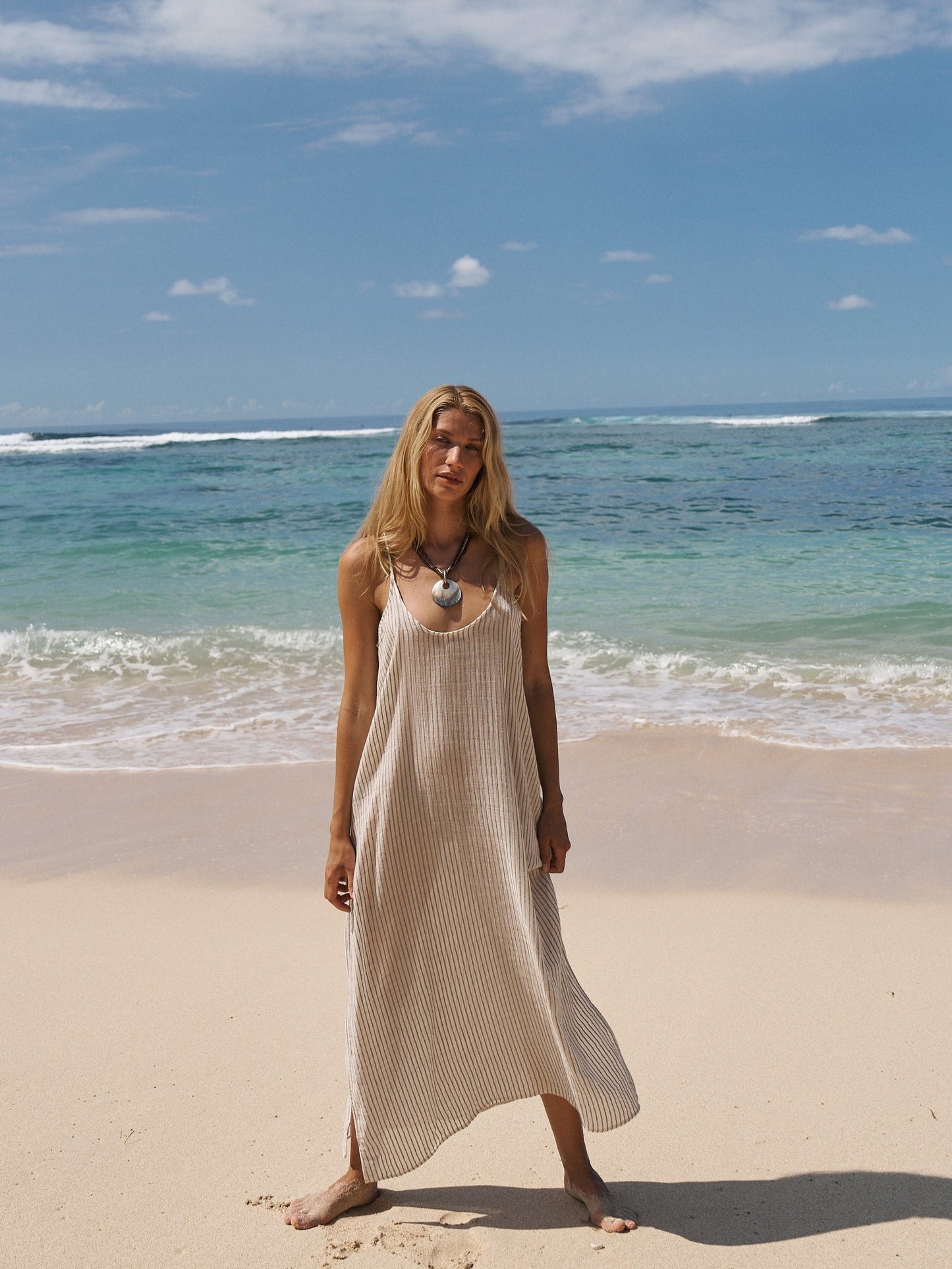 Yaz Dress - Khaki Green Stripes - elizabeth + Bern