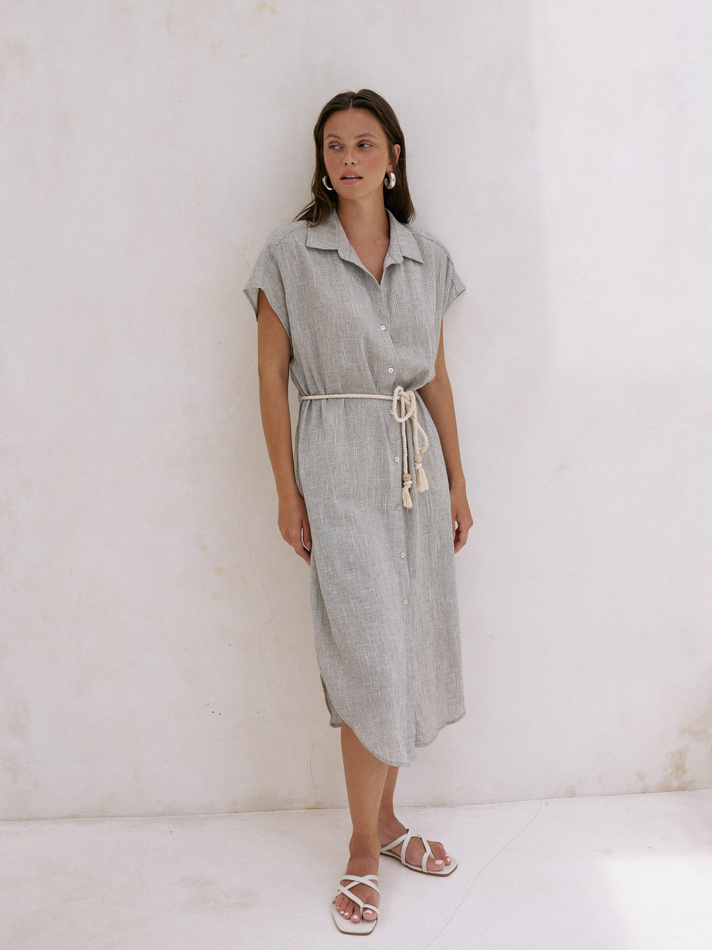 Zaya Shirt Dress - Gray - elizabeth + Bern