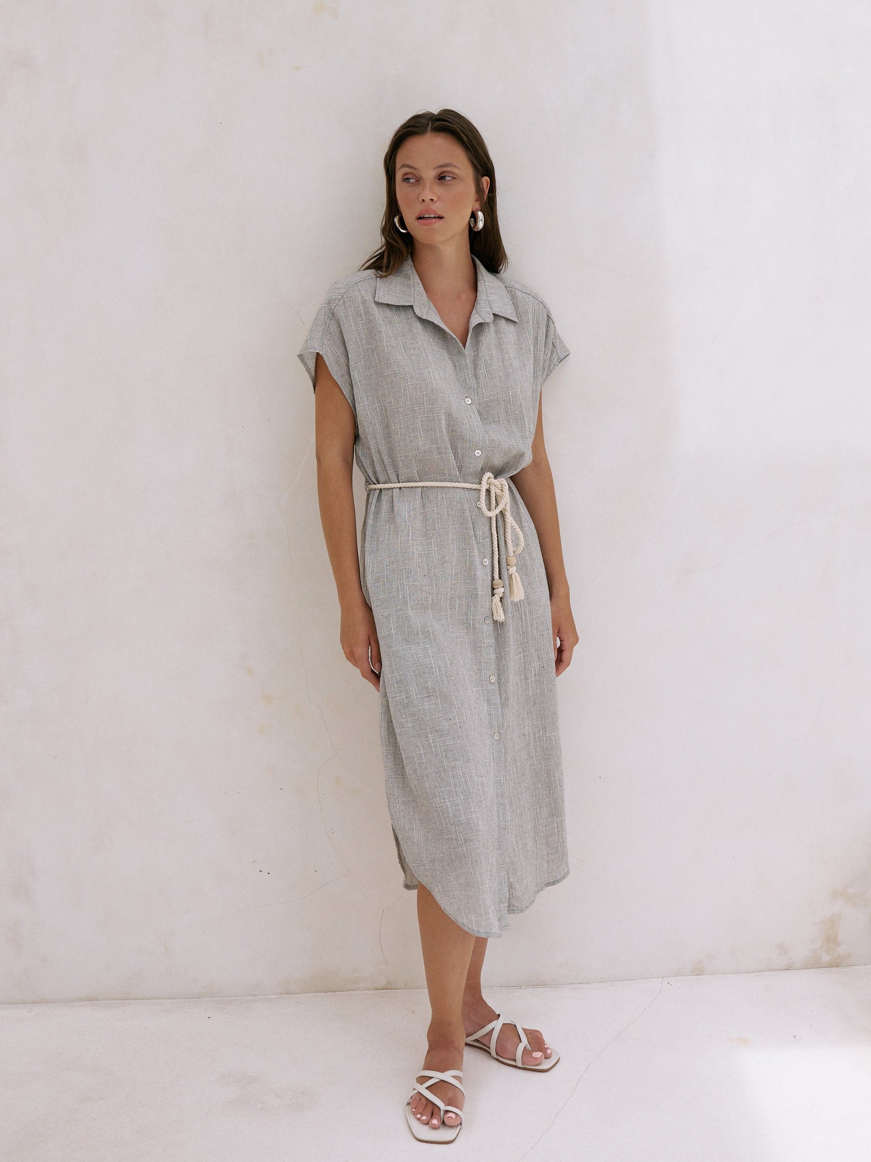 Zaya Shirt Dress - Gray - elizabeth + Bern