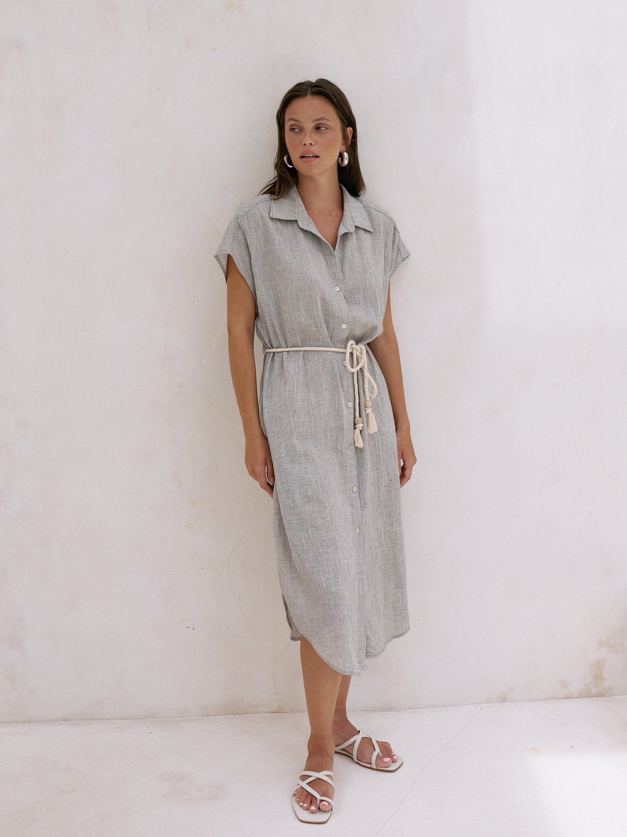 Zaya Shirt Dress - Gray - elizabeth + Bern