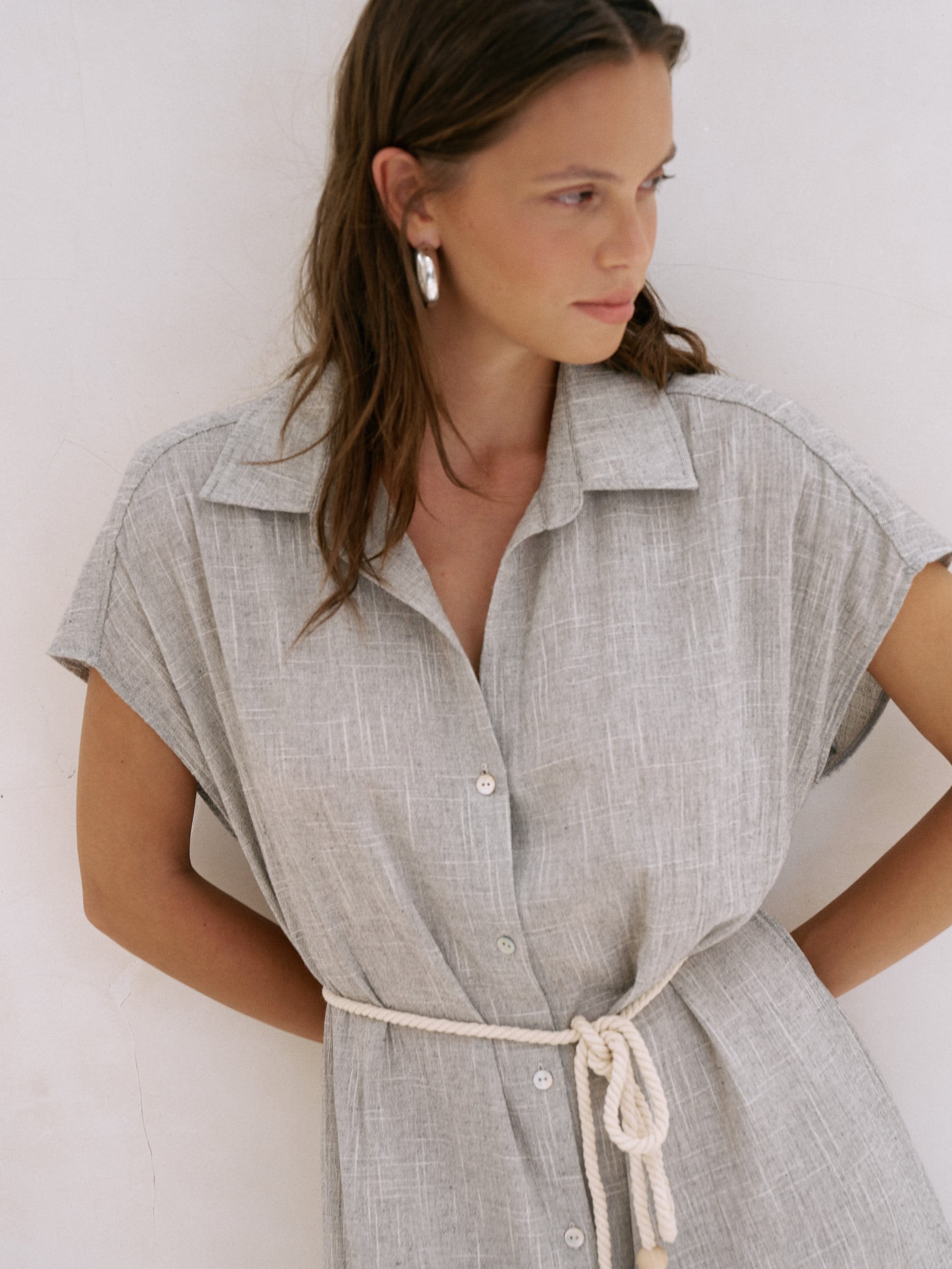 Zaya Shirt Dress - Gray - elizabeth + Bern