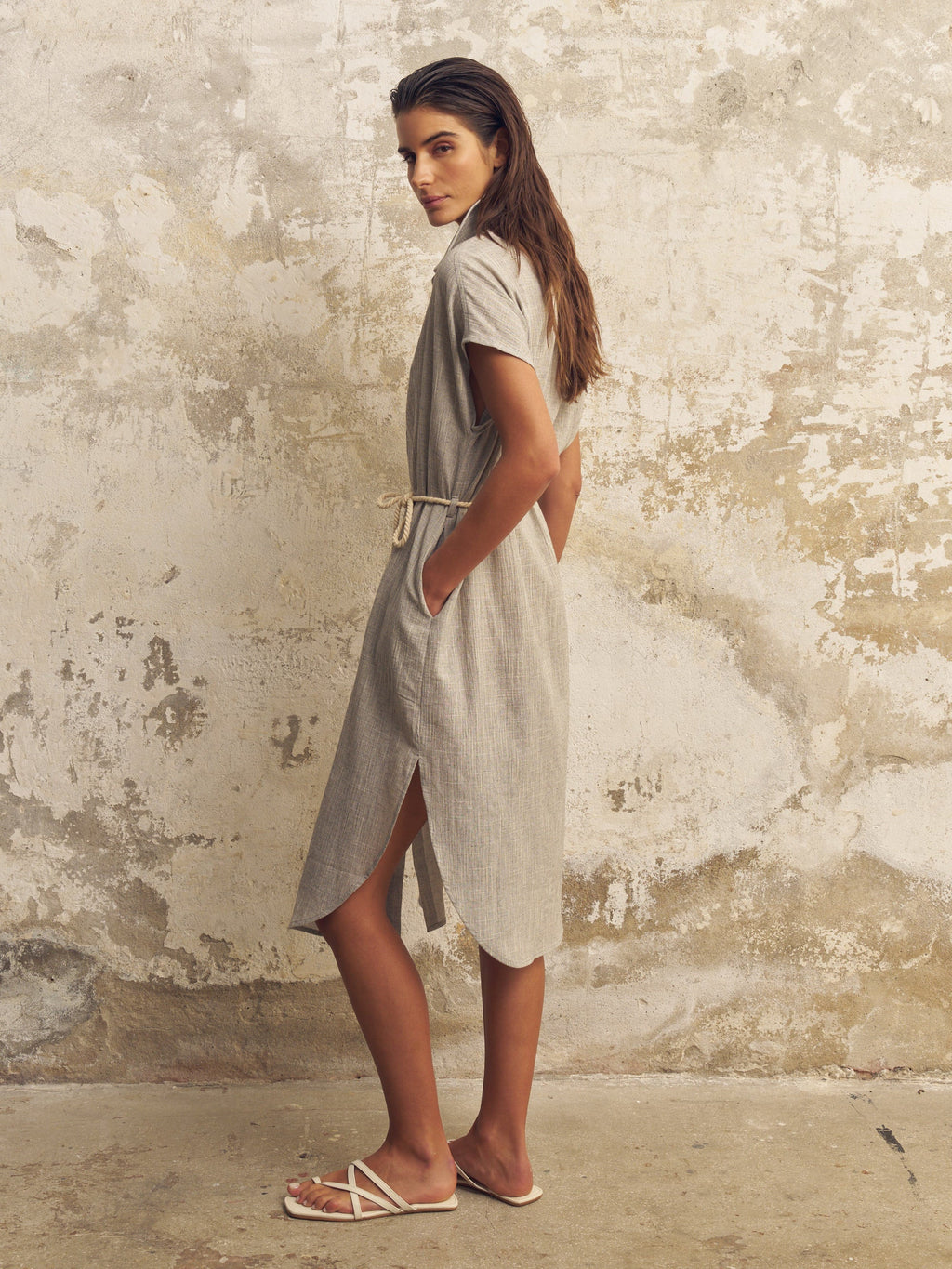 Zaya Shirt Dress - Gray - elizabeth + Bern