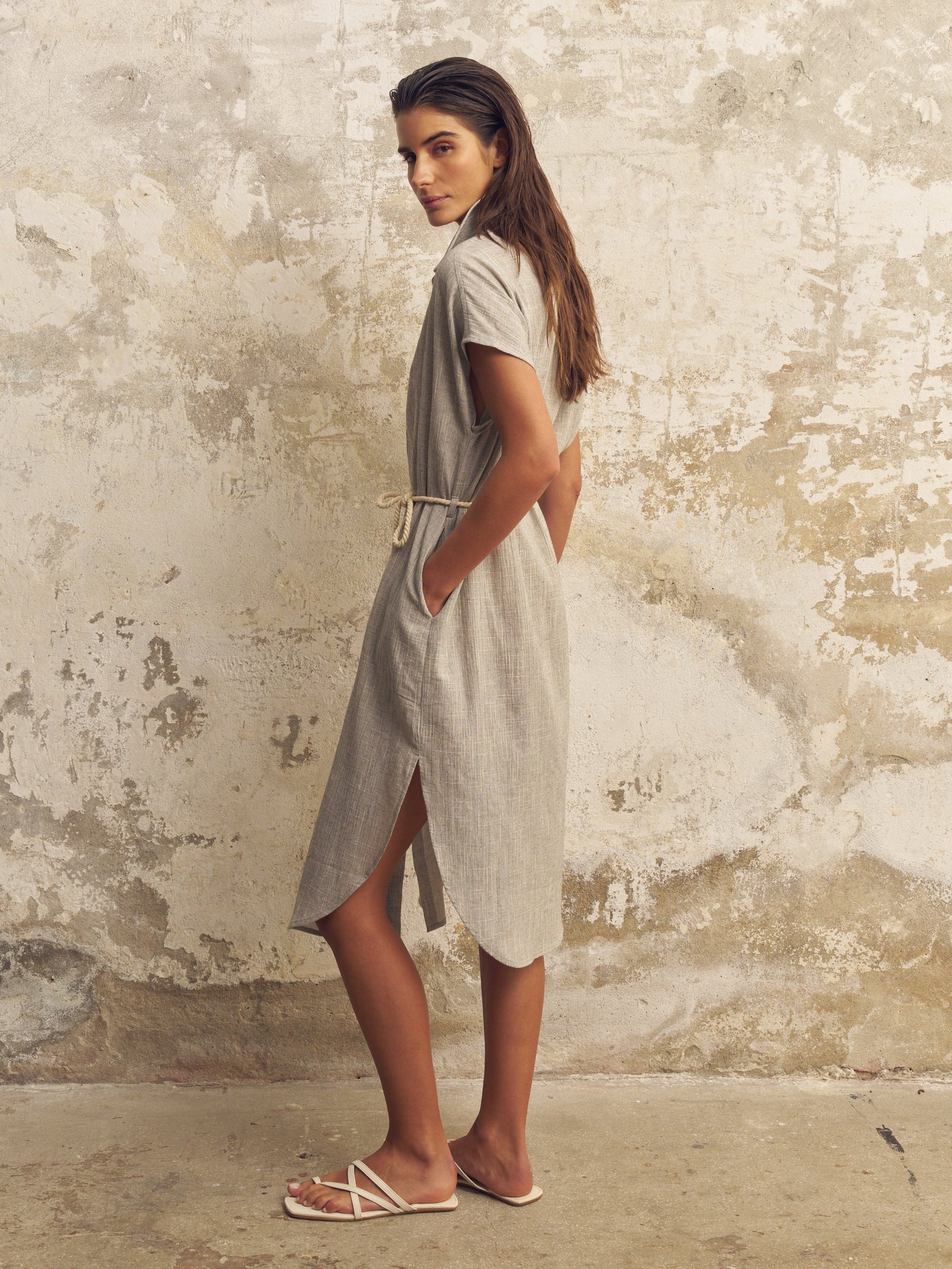 Zaya Shirt Dress - Gray - elizabeth + Bern