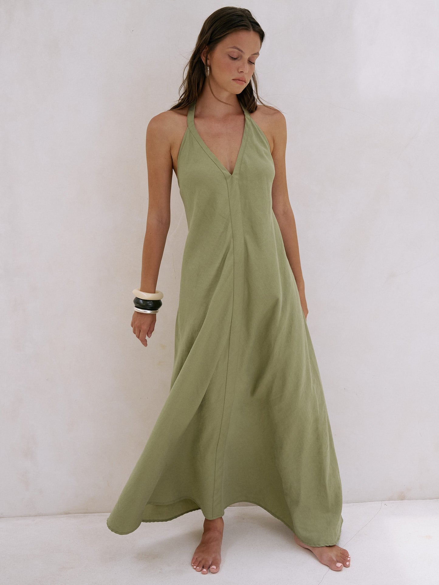 Zoe Maxi Dress - Khaki Green - elizabeth + Bern