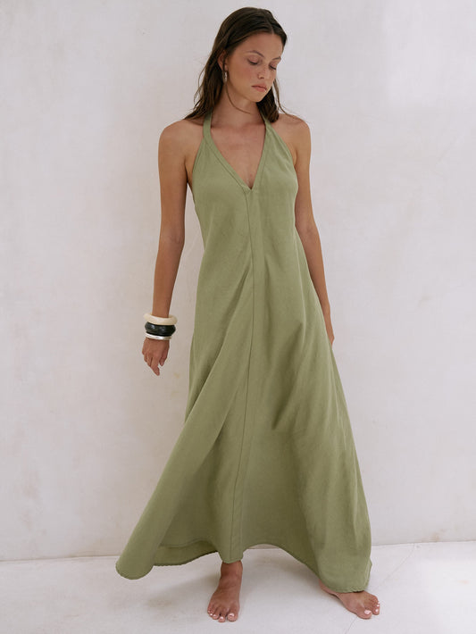 Zoe Maxi Dress - Khaki Green - elizabeth + Bern