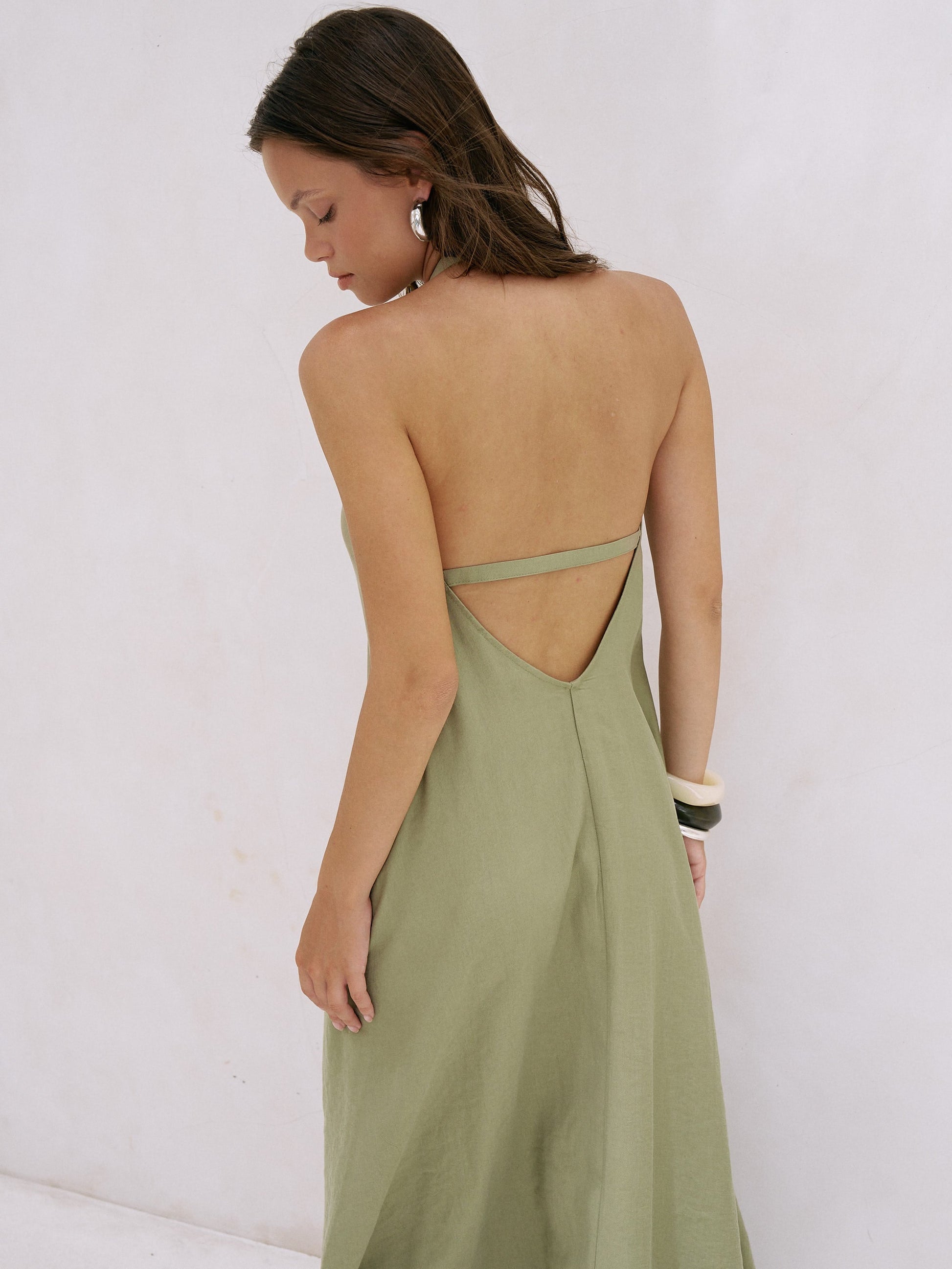 Zoe Maxi Dress - Khaki Green - elizabeth + Bern