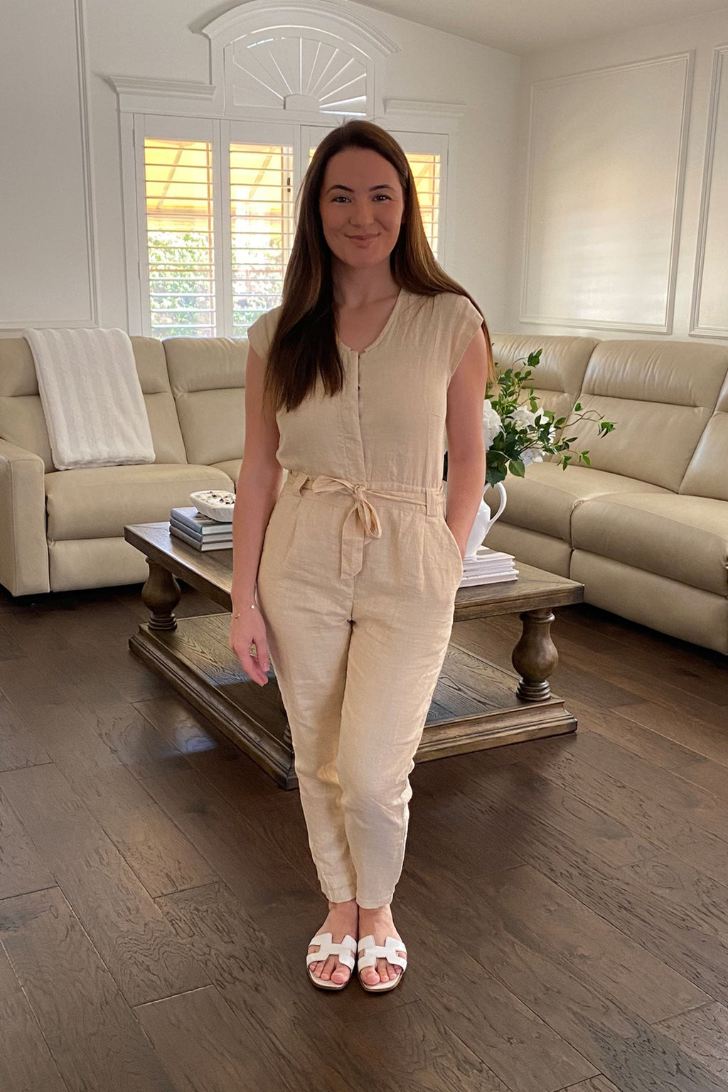 Evening Chai Jumpsuit in Neutral Beige