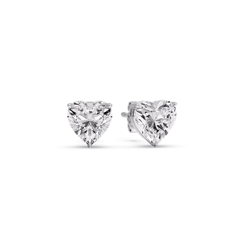 Heart Shaped 3 Prong Basket Stud Earring