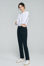 Two Shots High Rise Straight Crop Jeans HJ013