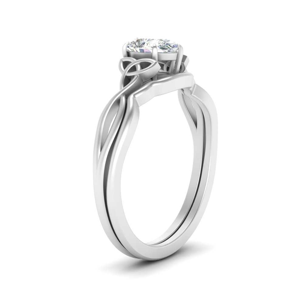 Pear Shaped Infinity Celtic Solitaire Wedding Set