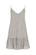 Liv Mini Ruffle Dress - Black Stripes - elizabeth + Bern