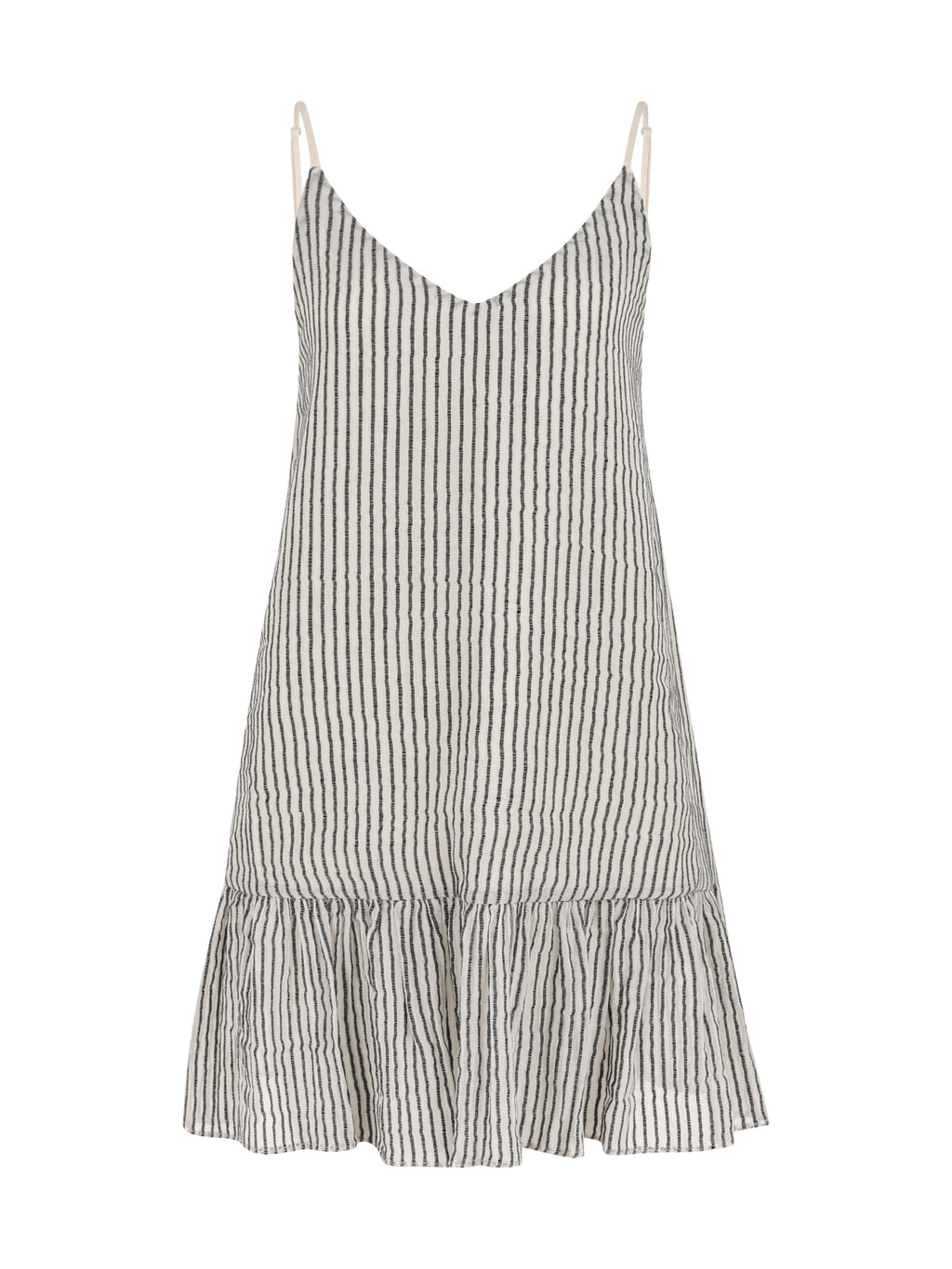 Liv Mini Ruffle Dress - Black Stripes The Handloom elizabeth + Bern