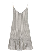 Liv Mini Ruffle Dress - Black Stripes The Handloom elizabeth + Bern